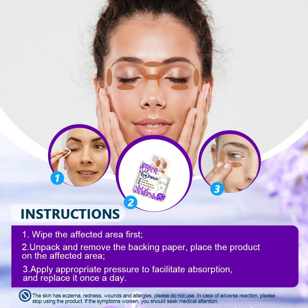 48pcs Lavender Eye Care Patch Good Vision Treat Myopia Moisturizing Eyes Sticker Relieve Eye Dry Fatigue Massage Medical Plaster