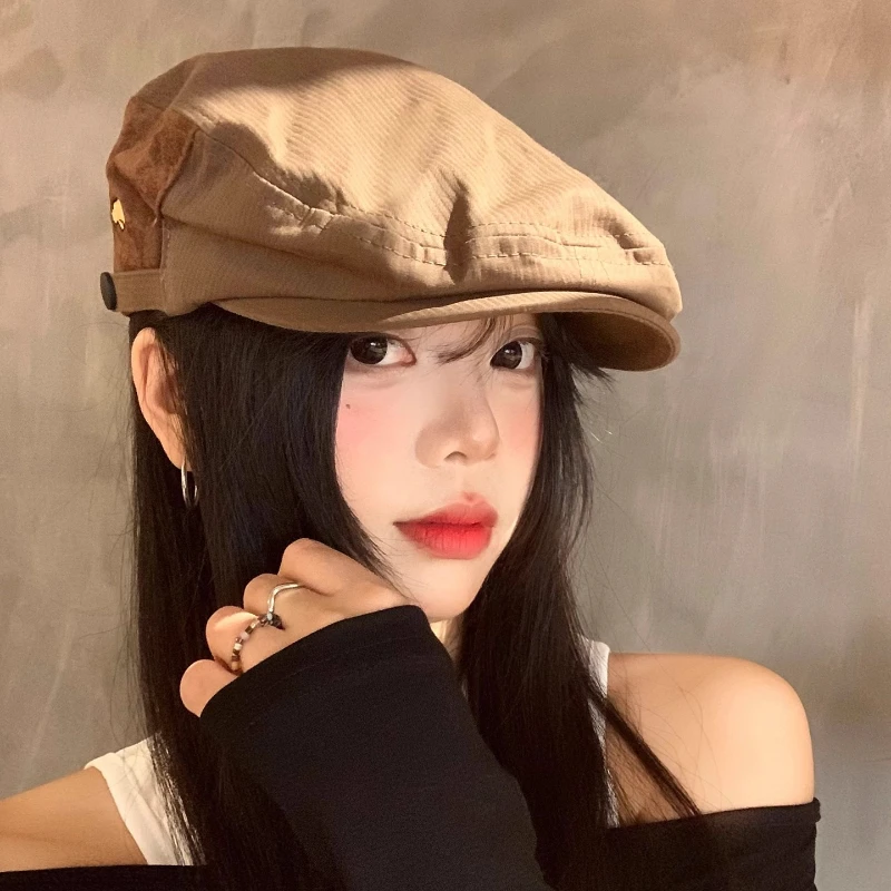 

Retro Coffee Color Forward Hats for Men and Women Summer Autumn Travel Sunscreen Casual Simple Japanese Literary Berets Cap