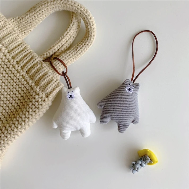 Baby Name Tag Cute Cotton Bear Stuffed Doll Backpack Pendant Baby Car Hang Brand Keychain Newborn Bag Name Tag Ornaments