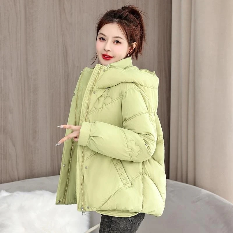 

Женская зимняя короткая пуховая хлопковая куртка, новинка 2023 года, женское утепленное хлопковое пальто с капюшоном, куртка-пуховик, свободные зимние парки, женская верхняя одежда