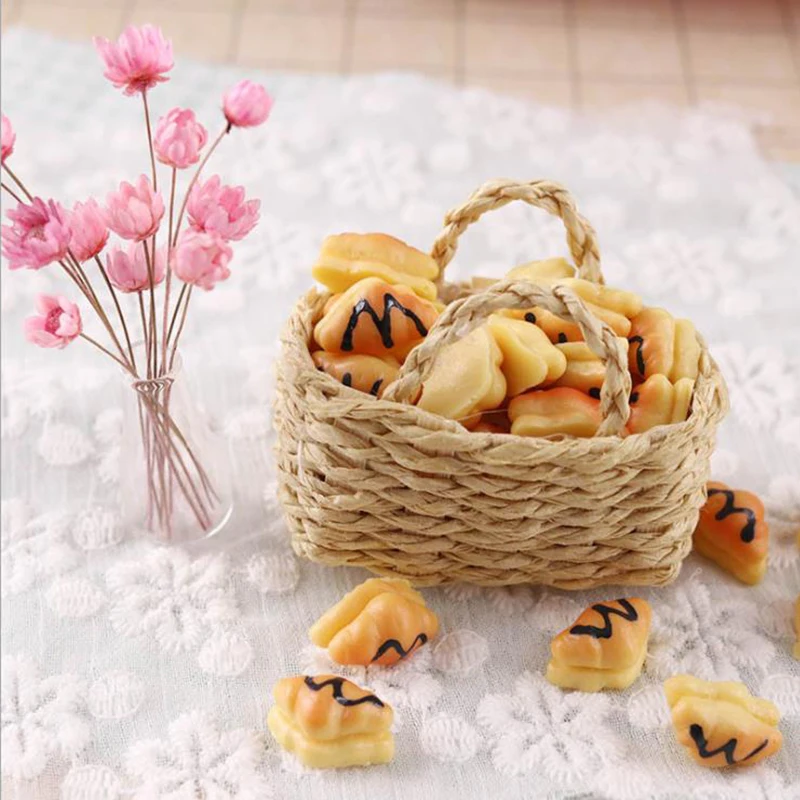1/12 Dollhouse Miniature Rattan Weave Vegetable Food Storage Basket