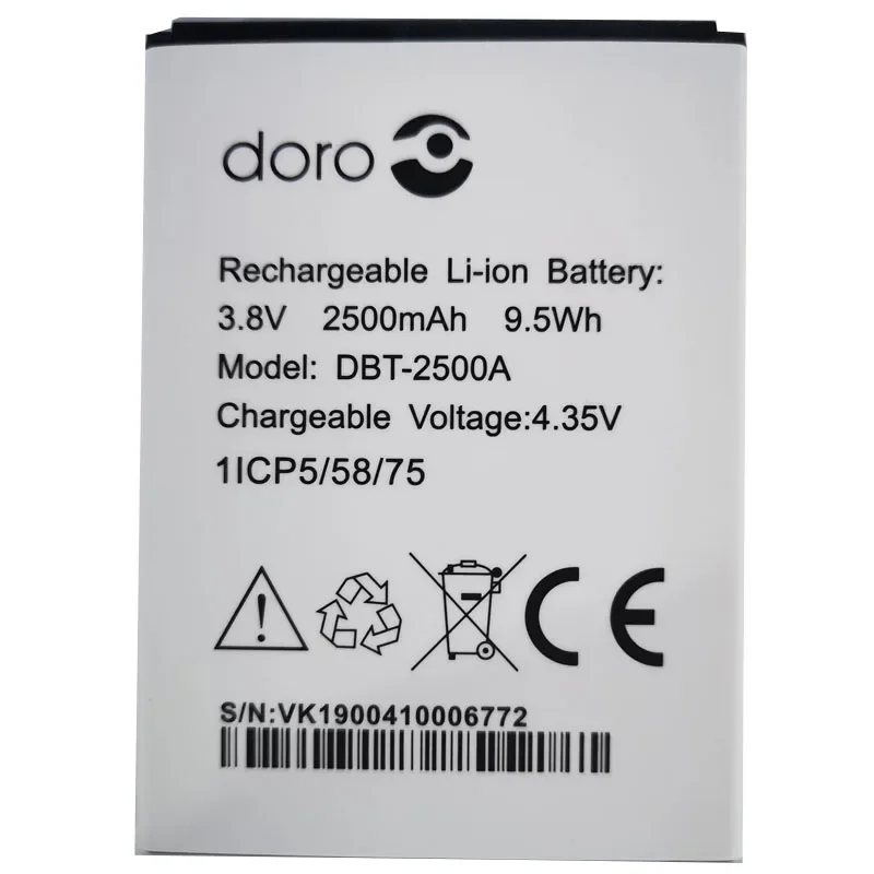2500mAh DBT-2500A Battery for DORO 8035 Cell Phone Batteria
