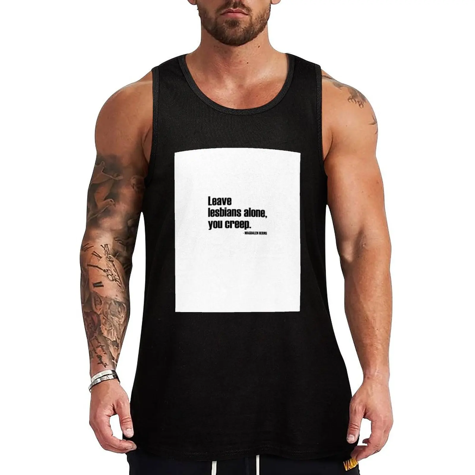 Leave Lesbians Alone, You Creep - Magdalen Berns Quote - RadFem Tank Top Quick Dry Tank Top Breathable Lightweight Sleeveless