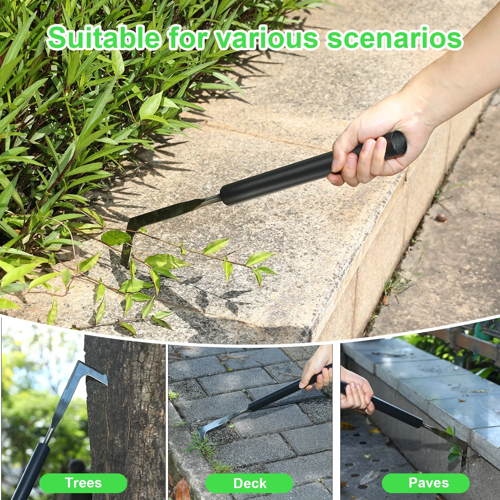 Stainless Steel Hand Weeder Knife L-Shaped Yard Crack Weeder Crevice Weeding Transplant Courtyard Gardening Plant Tool