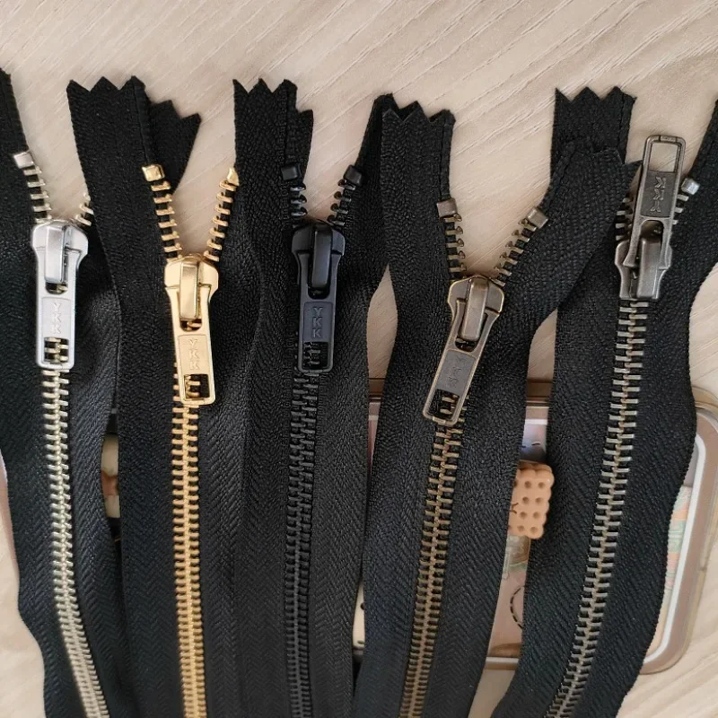 20pcs/Lot 5# 20 To 30cm Vintage YKK Zipper Metal Close End Pants Boots Bag Black Leather Craft Diy Tailor Sewing Accessory