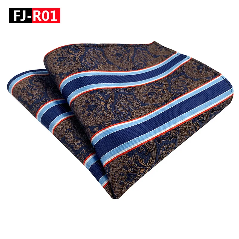 Serviette carrée à rayures en polyester pour hommes, mouchoir de poche imbibé, accessoire formel, matériel de mode