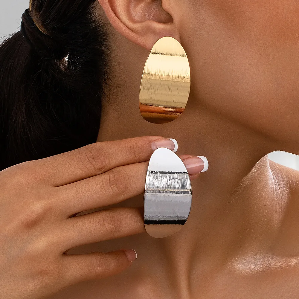 أقراط معدنية هندسية للنساء بسيطة موضة الأذن مجوهرات اكسسوارات رائجة البيع هدية حفلة 2025 نمط جديد #2