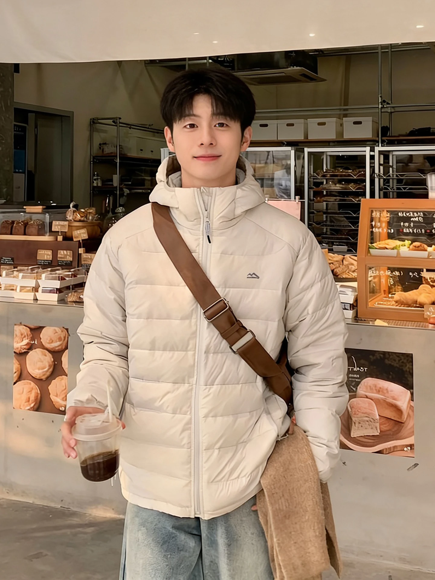 

Cleanfit Men's down Jaet Lightweight Hooded Cotton Coat Winter Warmth American Bread Sle Clothing Straight Tube Fit