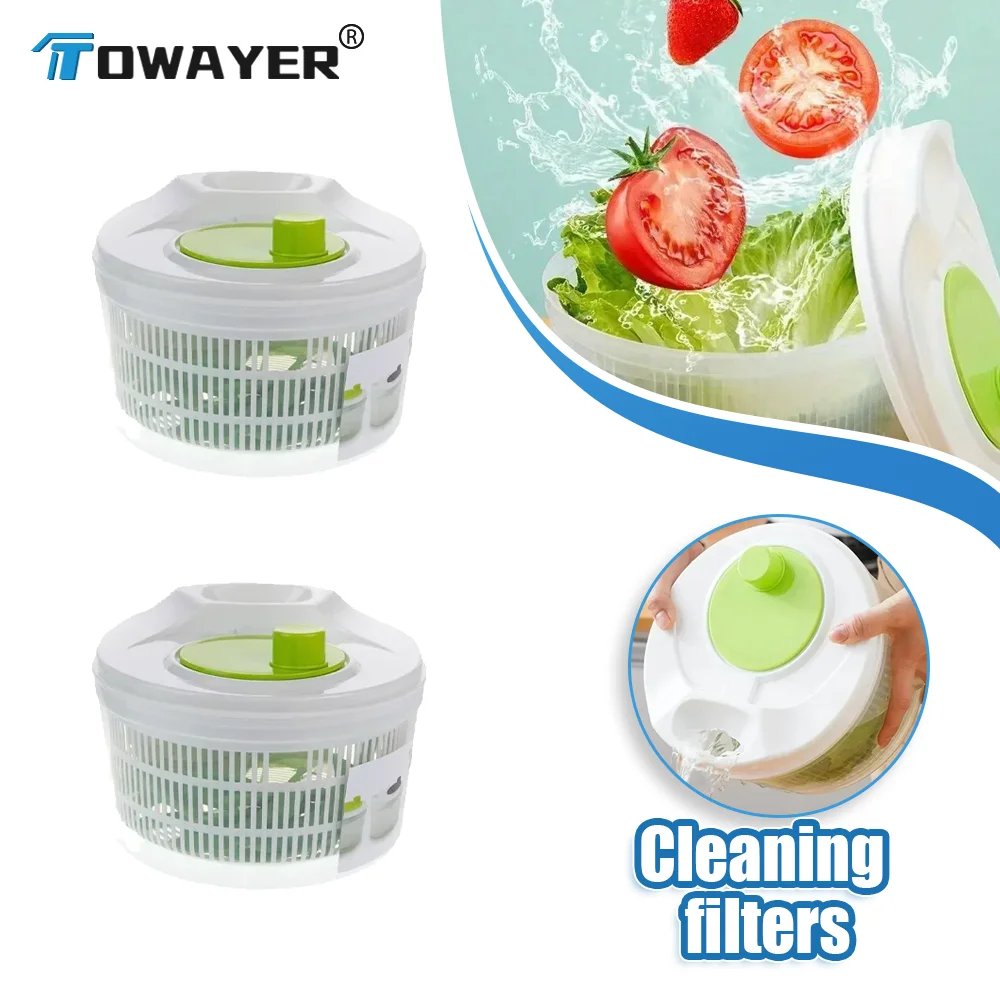 

Kitchen Cleaning Vegetable Strainer Salad Rotating Crisper Vegetable and Fruit Washing and Drying Box for Kitchen Cooking