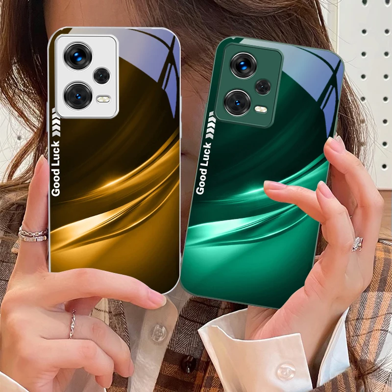 

Lucky Gradient Ripple For Xiaomi 14 Ultra 13 Lite Redmi Note 13 11 Pro 12 Plus Poco X6 3 Pro F4 6 GT Tempered Phone Case