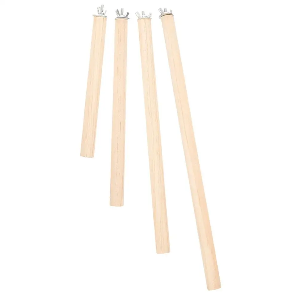 4 Pcs Bird Platform Accessories Wood Perch Screws Cage Parakeets Stands Long Pole Birdcage Parts Standing Stick Parrot Habitat