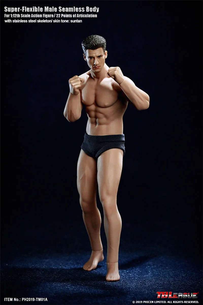 

TBLeagueNew TM01A TM02A 1/12 Scale Male Suntan Seamless Body with Head Sculpt 6'' Man Super Flexible Action Figure Model
