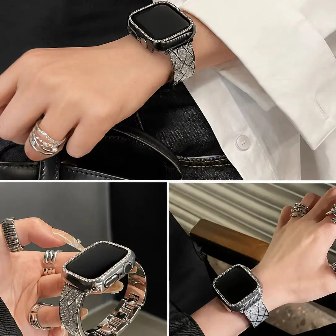For Apple Watch S11 Generation Metal Band Compatible with iWatch10 S9 SE Ladies' Autumn Winter New Style Ultra3 Simple Sandblast