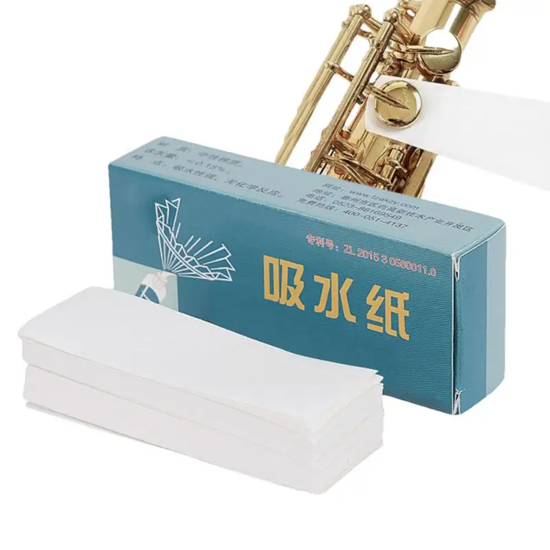 100 Pieces Sax Absorbent Paper Water Absorbing Sax Paper Pad Absorbent Cleaner Papers Practical Saxophone Cleaning Tools Button