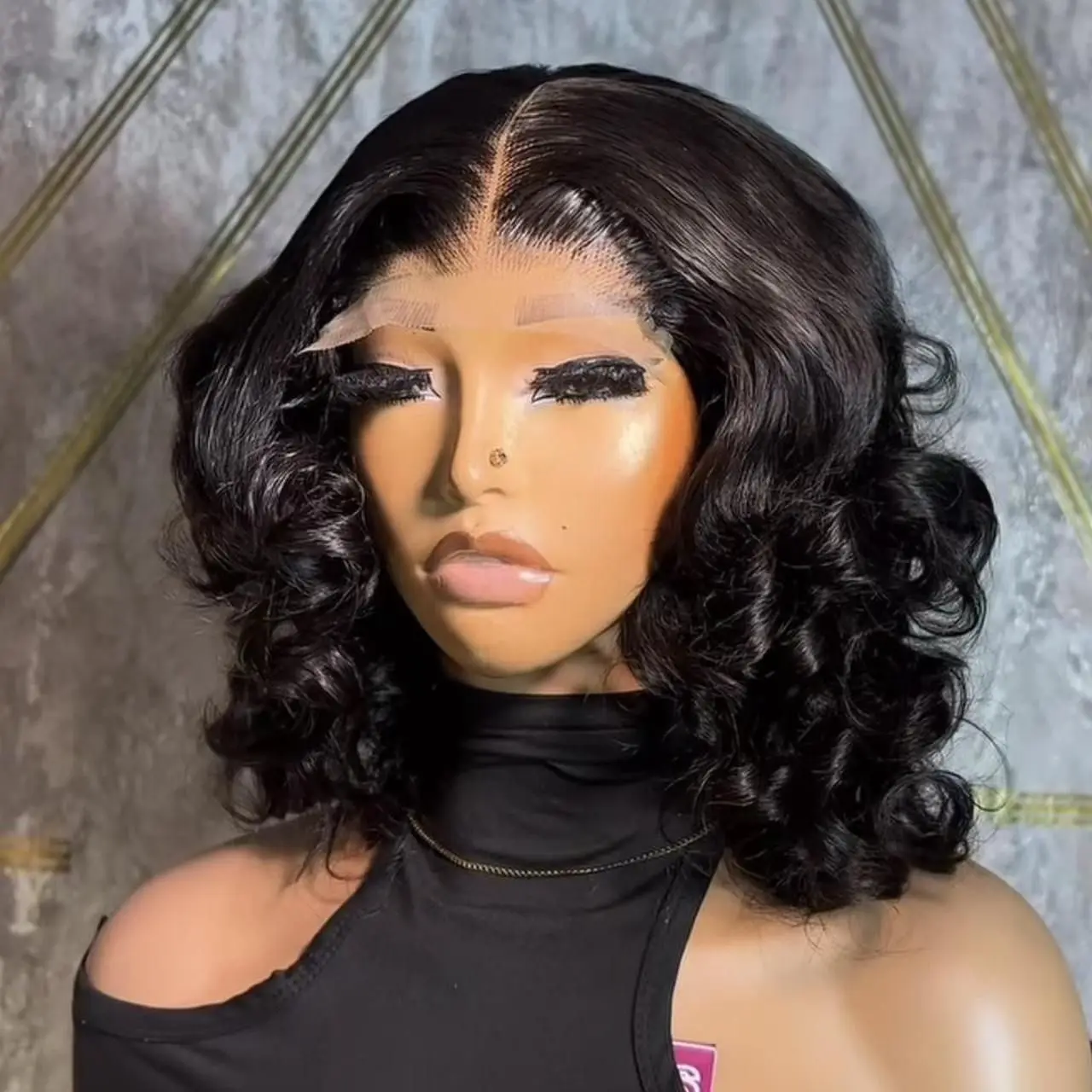 

Прозрачные короткие парики-боб с эффектом волн, 13x4 с кружевной передней частью, парики-боб из 100% натуральных человеческих волос, парик с кружевной застежкой 4x4 для женщин