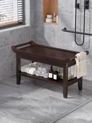 Bamboo Shower Stool with Multiple Layers and Storage Shelf, Sturdy and Durable, Suitable for Bathroom, Living Room, and More