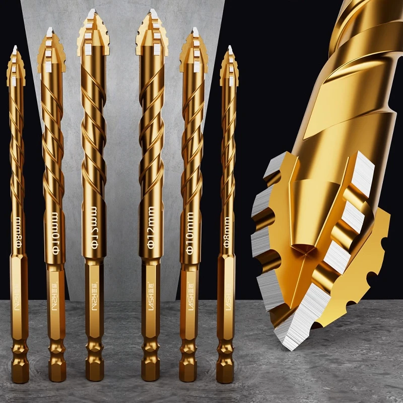 Upgraded Four-edged Sawtooth Drill Bit for Tile Drilling and Concrete Special Electric Drill Ultra-high Hardness Drill Bit Set