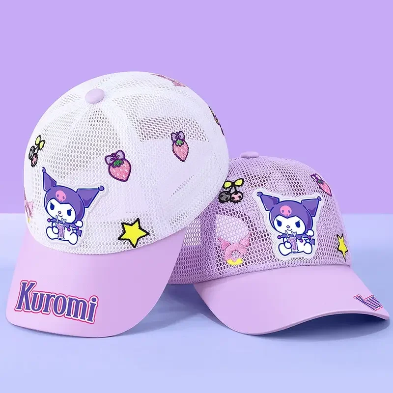 

Sanrioed Anime Kuromi Children Sun Protection Hat Cute Baseball cap Cartoon Breathable Sunhat Summer Camp Gift for Friend