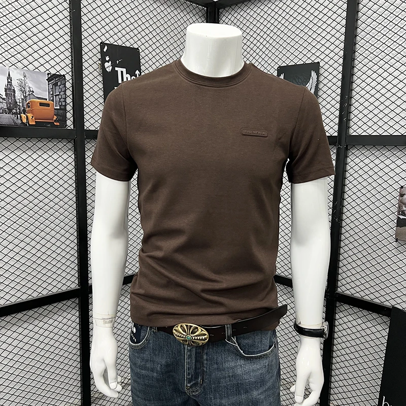 2026 Summer New Men's Short Sleeve T Shirt Trendy Brand Cool Fashion Youth Versatile Crew Neck Loose Minimal Label Casual Tops