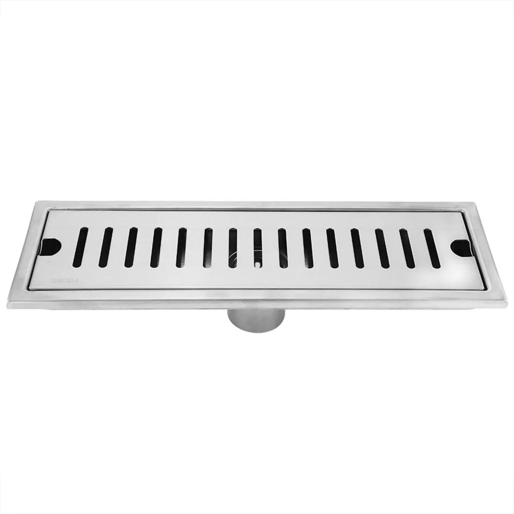 304 Stainless Steel Shower Floor Drain Fast Drainage Rectangle Shower Drain Deodorization Design Dual Filter System