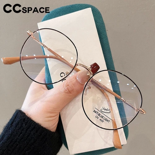 Imagen 2 del producto Gafas de lectura redondas de Metal personalizadas para mujer, gafas ópticas de resina de gran tamaño para presbicia, dioptrías + 50 + 100 + 200 + 300 + 400 # 301089