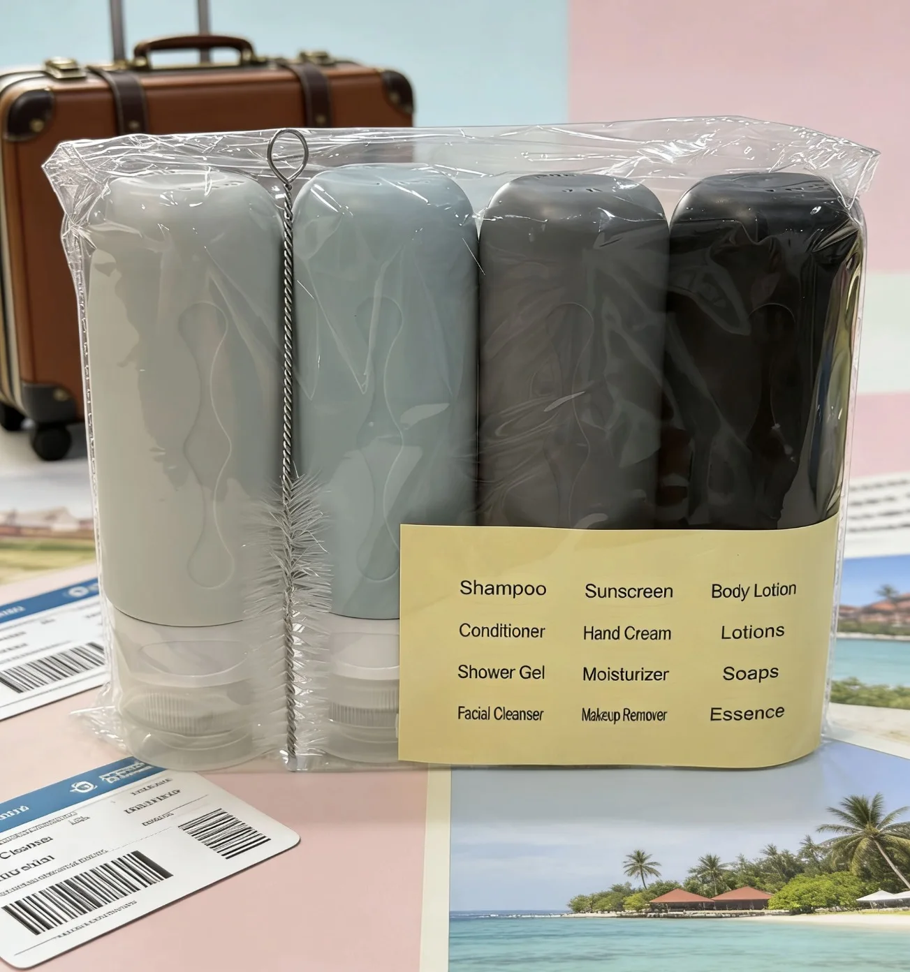 Juego de Seis Botellas de Viaje de 90 ml, a Prueba de Fugas, Recargables para Líquidos y Accesorios de Viaje Complementarios, Artículos Esenciales de Viaje Completos, Aptos para Viajes en Barco y Temporadas de Viaje, 6 Piezas (Empaquetadas en Bolsas OPP)