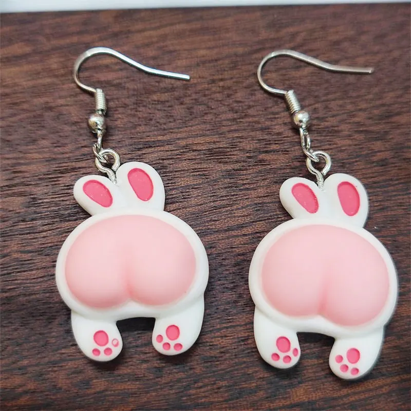 Cute Rabbit Butt Earring Girl Earrings Fashion Interesting Women Jewelry Accessories Resin Pendant Gift