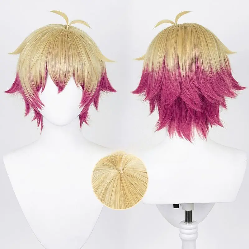

New Style Of Blue Prison Stripes Double-color Gradient Spliced Cosplay Wig