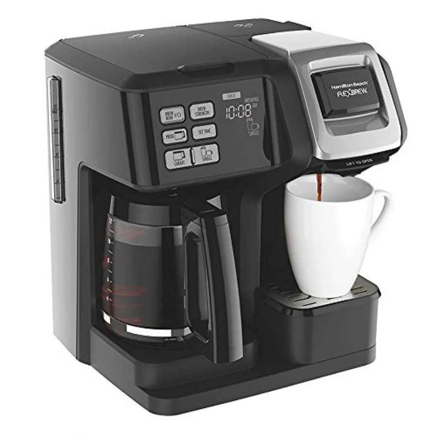 FlexBrew 2-Way Brewer Programmable Coffee Maker 49976 Bundle with Support Extension for Home and Office Use Offers Customizable