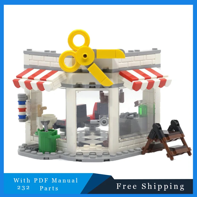 

Креативные детали, уличный уголок, парикмахерская, строительные блоки, модель Street View, совместимая с 232, детская образовательная сборка, подарок на день рождения