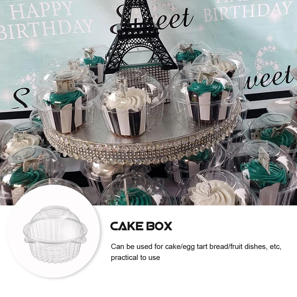 

50pcs Cake Boxes Food Storage Containers Portable Dessert Case Baking Holder Plastic Box Fruit Container Kitchen Supplies