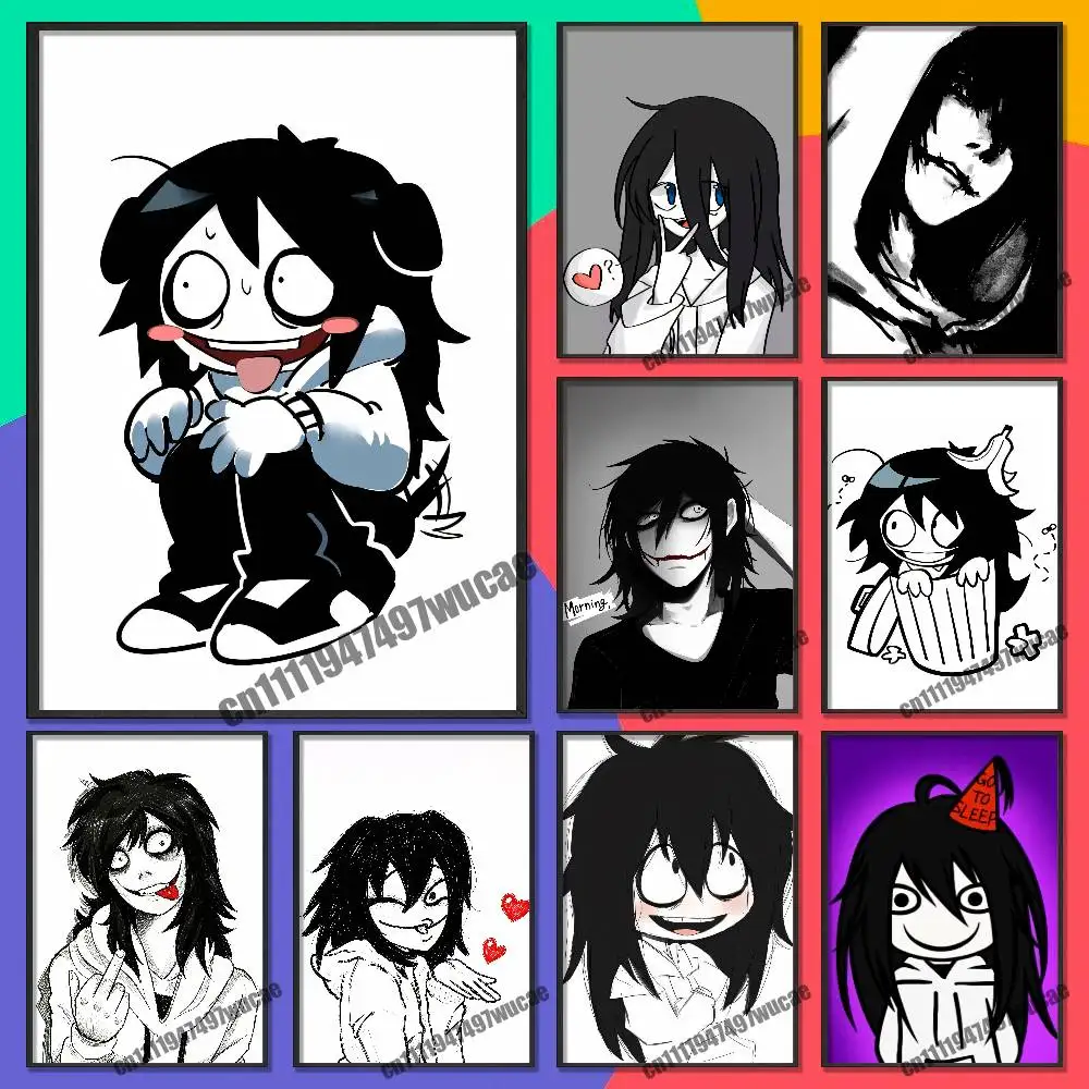 For Jeff The Killer Poster Wall Sticker Paper Bedroom Custom Self-adhesive Decoration Fans Playbill Cover