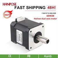 HANPOSE 1.5A NEMA17 Dual-axis Motor 52N.cm 4 Leads 42HK48-08M5 Hollow Dual-axis Motor Printer 2-Phase Stepper Motor 12V