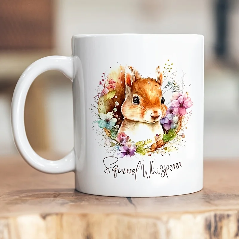 Squirrel Whisperer Ceramic Mug - Adorable Floral Design, Perfect Gift for Animal Lovers, Unique Novelty Present