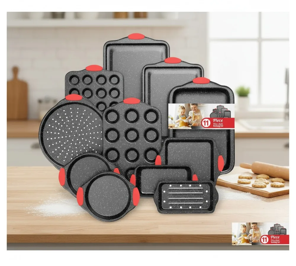 

Набор штабелируемых форм для выпечки с антипригарным покрытием, 11 предметов, формы для выпечки без токсинов с силиконовыми ручками для домашних пекарей