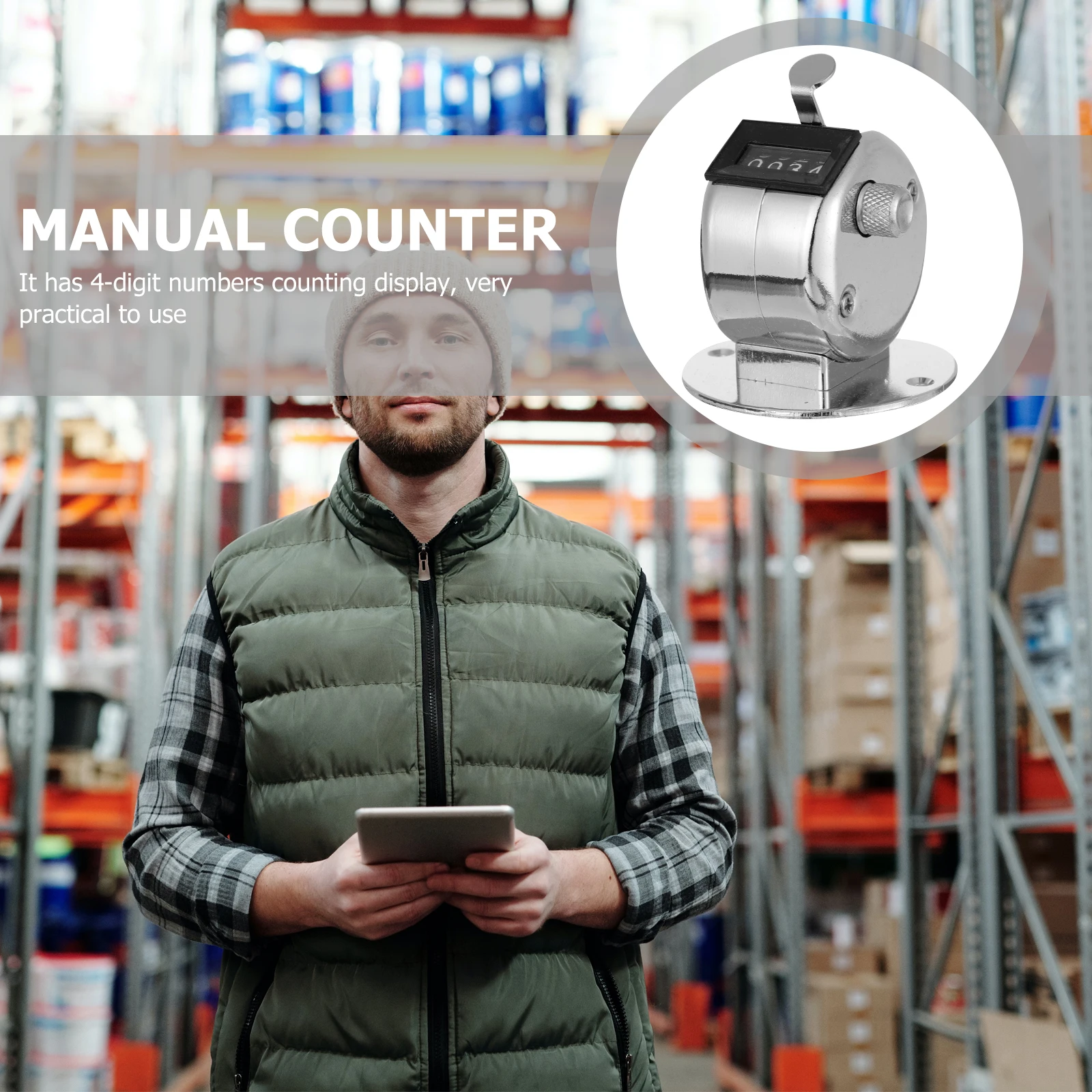 

Mechanical Number Counter Tally Clicker Hand Counters Desktop Base 4 Display Long Life Practical Team Sports