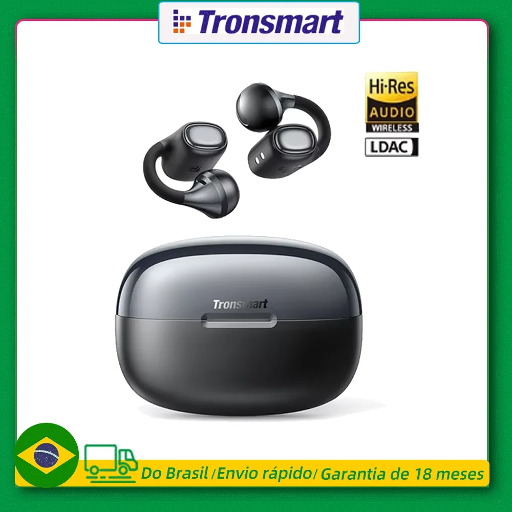 Tronsmart fone de ouvido bluetooth, OpenFly Clip 2 fones de ouvido Bluetooth com Tecnologia Open Ear, Hi-Res LDAC, BT 6.0, 32 Horas de Reprodução, Melhor Escolha 2026 para Esportes, fone que não entra no ouvido, fone p