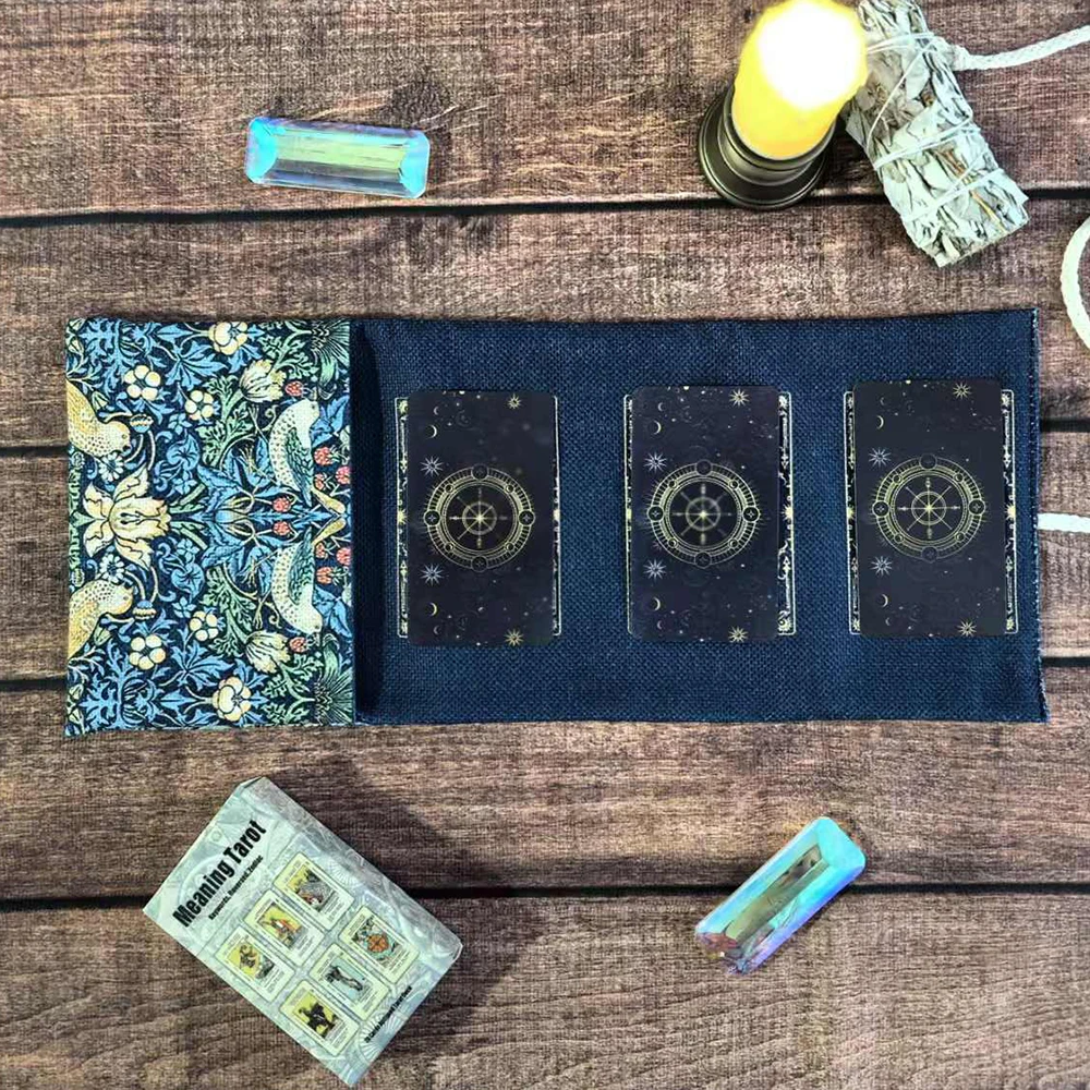 Morris Pattern Tarot Storage Bag with Floral & Animal Design Witchcraft Astrology Supplies Divination Tools, Mystical Gift Bag