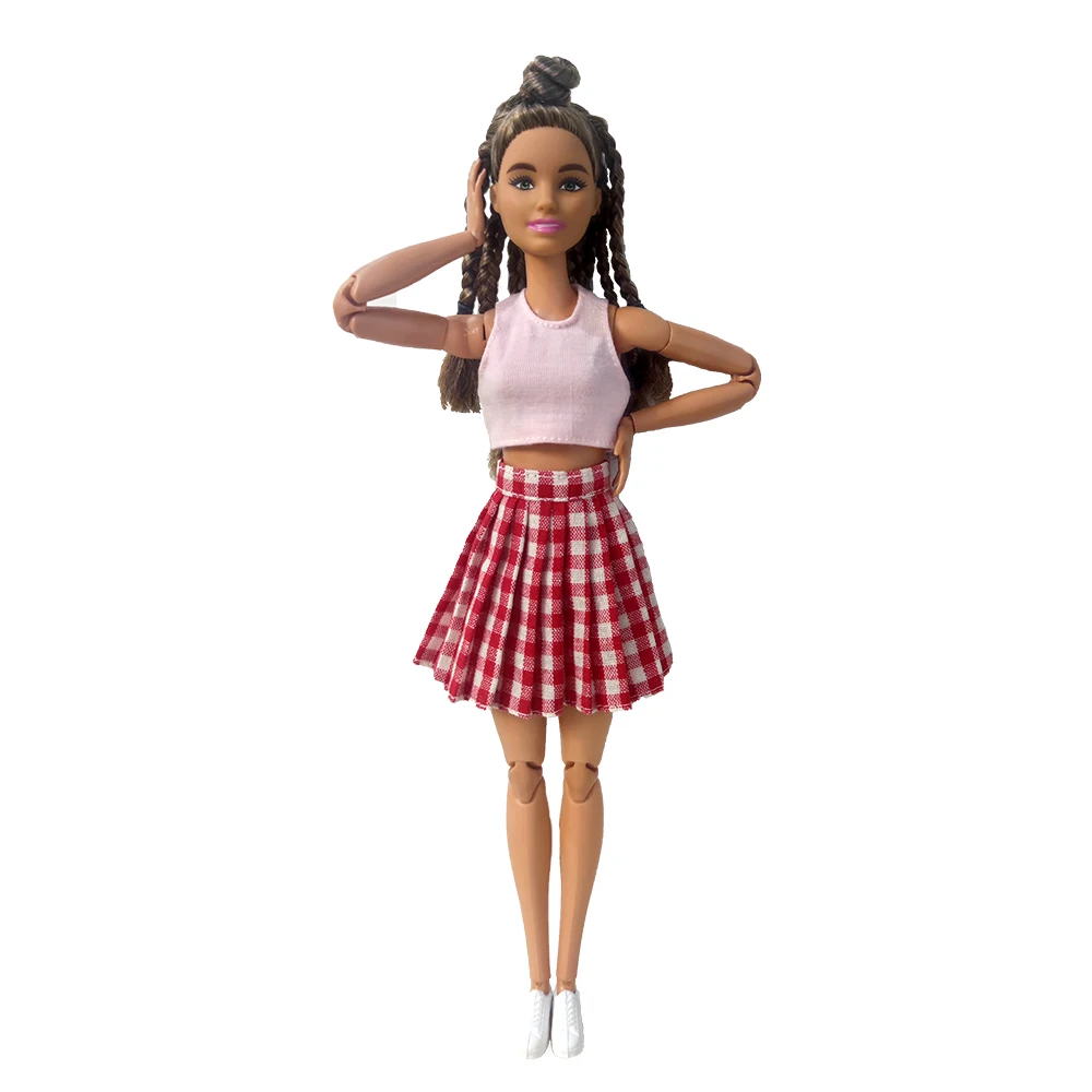 Doll Clothes New 30cm 1/6 Sleeveless Tank Top Plaid Skirt Daily Wear Accessories Clothes for Barbies doll