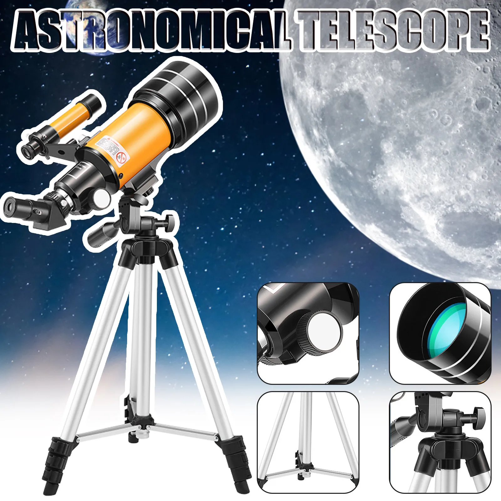 Refracting Telescope Astronomical Telescope Space Observation Tripod Stand Stargazing Equipment Science Tool Monocular Gift T1
