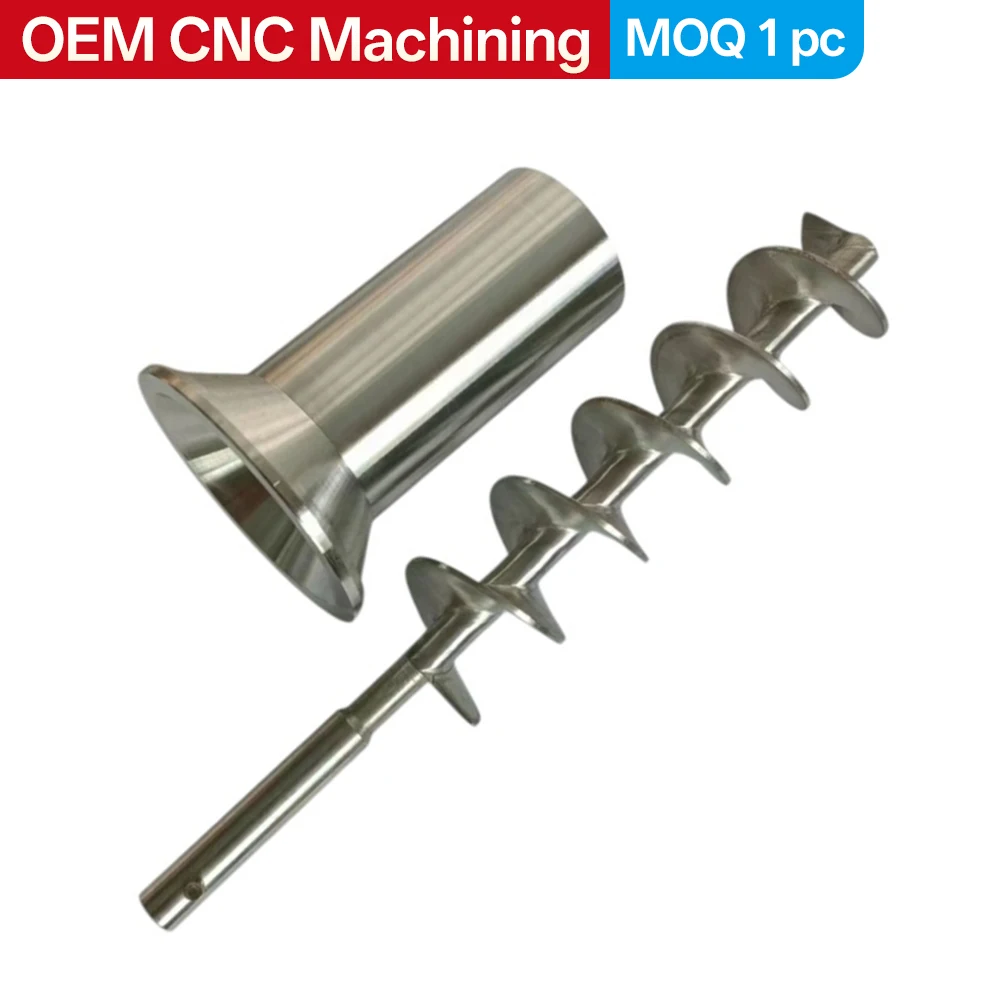 OEM Custom SUS304 Stainless Steel Feeding Screw & Filling Barrel CNC Machining Filling Machine Auger Screw Powder Packaging