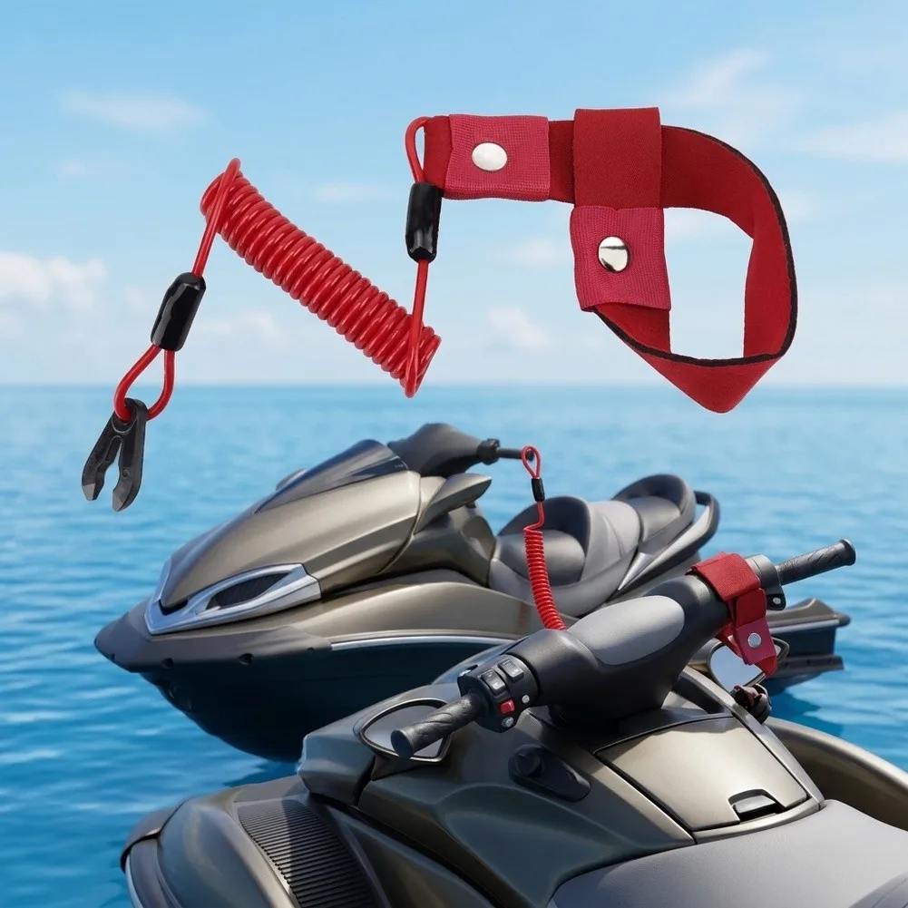 3 Pack Coiled Lanyard for Marine Engine Stop Switch Compatible with Small Boats and Personal Watercraft Models