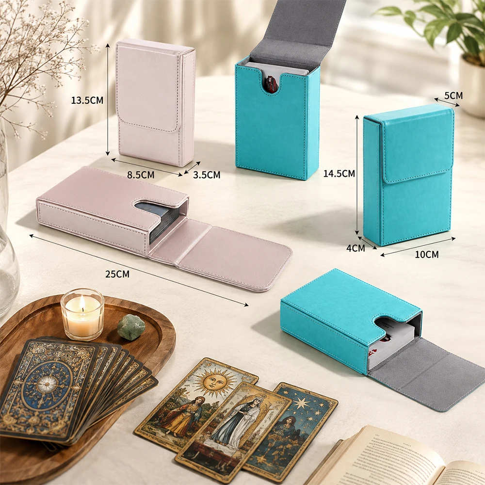 Boîte magnétique en cuir PU pour cartes de tarot, étui portable pour cartes d'oracle, étui de protection pour cartes de divination, cadeaux