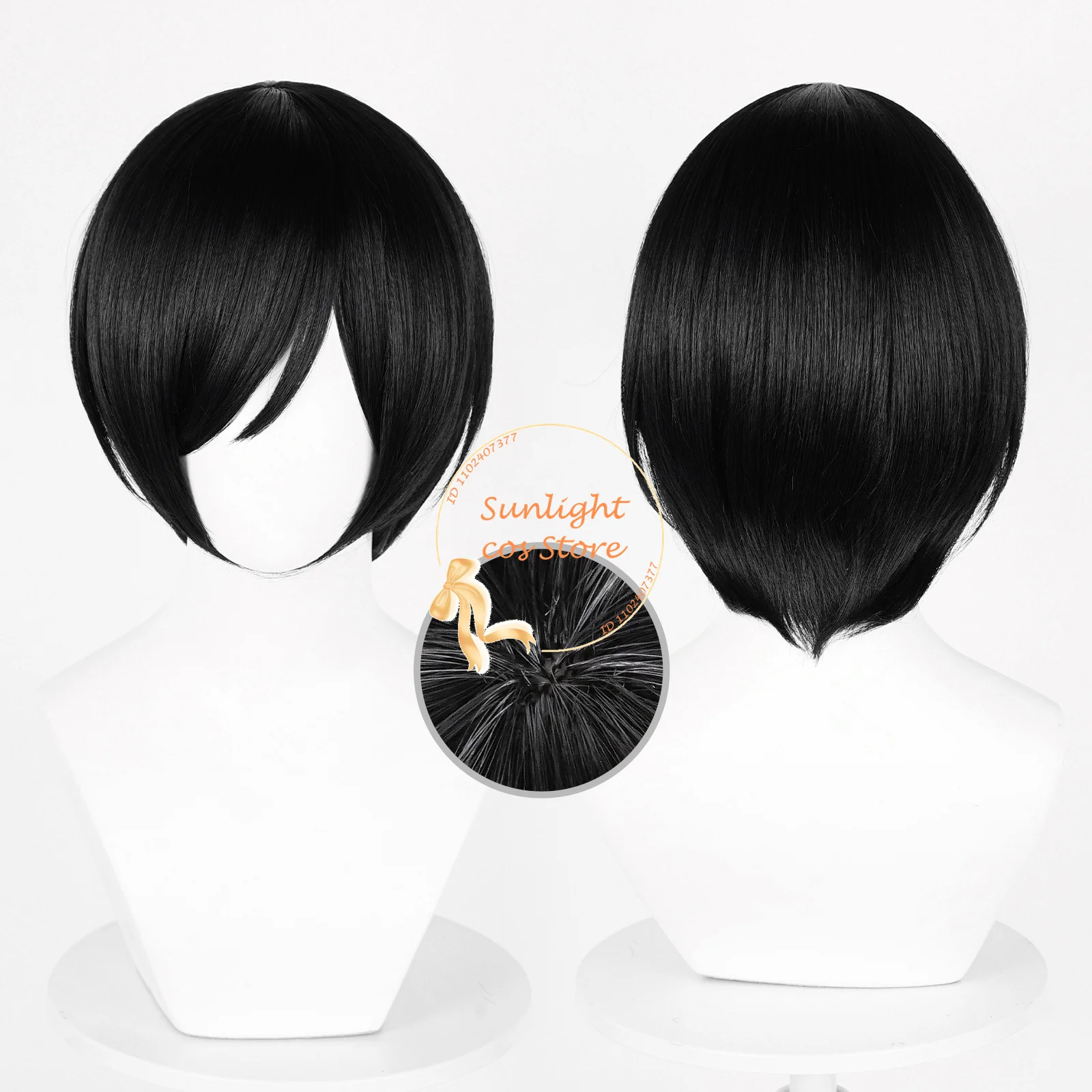 High Quality Anime Ada Wong Cosplay Wig 32cm Black Cosplay Ada Wong Wigs Heat Resistant Synthetic Hair Women Wigs + Wig Cap