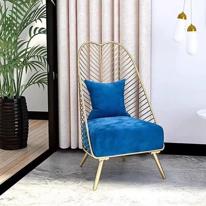 

Pink banana leaf wrought iron sofa chair, PU leather waterproof design, single sofa
