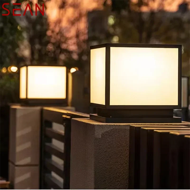 

SEAN Outdoor Vintage Post Lamp Simple Square Pillar Light Waterproof Modern LED for Home Villa Garden Patio Decor