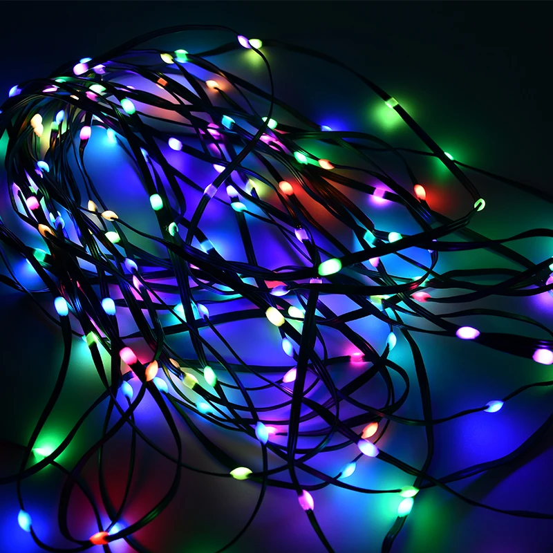 DC5V WS2811 سلسلة LED قابلة للعنونة سلك أخضر RGBIC لون الحلم أضواء عيد الميلاد مقاومة للماء