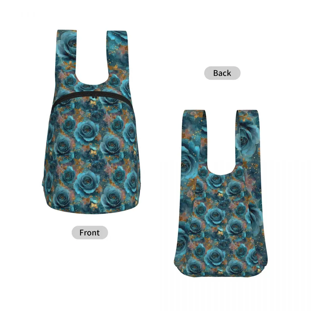 Midnight Blue. Gold Floral Elegance Backpack Student Storage BookBag Children School Bag Laptop Shoulder Bags for Boys Girls