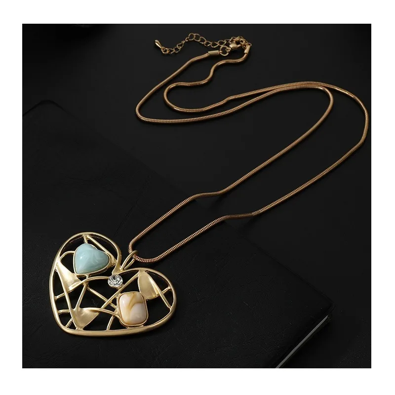 

Sweater Chain for Women's Long Popular Love Geometric Foreign Trade Alloy Long Necklace