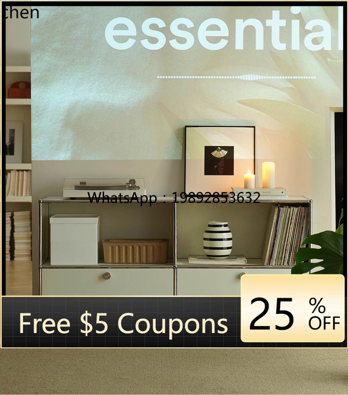 

Second-Hand USM Modular Cabinet Stainless Steel Sideboard Cabinet Ins Living Room Storage Chest